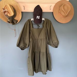 Target :: A new day :: Puff Sleeve olive green Dress sz large